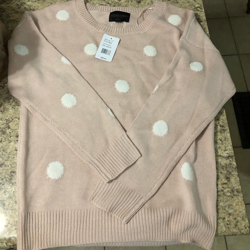 Blush pink polka dot Von Maur sweater